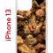 Чехол-накладка iPhone 13 Kruche Print Котик с рыбками