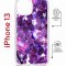 Чехол-накладка Apple iPhone 13 (610629) Kruche PRINT Purple leaves