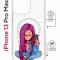 Чехол-накладка iPhone 13 Pro Max Kruche Magrope Print Pink Hair