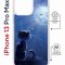 Чехол-накладка iPhone 13 Pro Max Kruche Magrope Print Лунный кот
