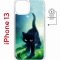 Чехол-накладка iPhone 13 Kruche Magnet Print Черный кот