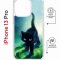 Чехол-накладка iPhone 13 Pro Kruche Magrope Print Черный кот
