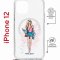 Чехол-накладка iPhone 12/12 Pro Kruche Magrope Print Fashion Girl