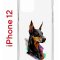 Чехол-накладка iPhone 12/12 Pro Kruche Print Доберман