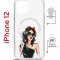 Чехол-накладка iPhone 12/12 Pro Kruche Magrope Print Фэшн леди