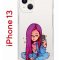 Чехол-накладка iPhone 13 Kruche Print Pink Hair