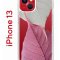 Чехол-накладка iPhone 13 Kruche Print Pink and white