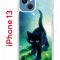 Чехол-накладка iPhone 13 Kruche Print Черный кот