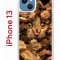 Чехол-накладка iPhone 13 Kruche Print Котик с рыбками