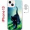 Чехол-накладка iPhone 13 Kruche Magnet Print Черный кот