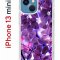 Чехол-накладка iPhone 13 mini Kruche Print Purple leaves