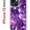 Чехол-накладка iPhone 13 mini Kruche Print Purple leaves