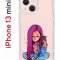 Чехол-накладка iPhone 13 mini Kruche Print Pink Hair