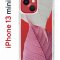 Чехол-накладка iPhone 13 mini Kruche Print Pink and white