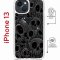 Чехол-накладка Apple iPhone 13 (610629) Kruche PRINT Skull gray