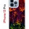 Чехол-накладка Apple iPhone 13 Pro (606543) Kruche PRINT Neon leaves
