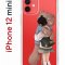 Чехол-накладка iPhone 12 mini Kruche Print Девочка с мишкой
