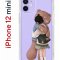Чехол-накладка iPhone 12 mini Kruche Print Девочка с мишкой