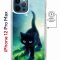 Чехол-накладка iPhone 12 Pro Max Kruche Magnet Print Черный кот