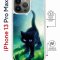 Чехол-накладка iPhone 13 Pro Max Kruche Magrope Print Черный кот