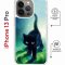 Чехол-накладка iPhone 13 Pro Kruche Magrope Print Черный кот