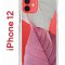 Чехол-накладка iPhone 12/12 Pro Kruche Print Pink and white