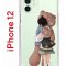 Чехол-накладка iPhone12/12 Pro Kruche Print Девочка с мишкой
