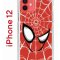 Чехол-накладка iPhone 12/12 Pro Kruche Print Человек-Паук красный
