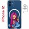 Чехол-накладка Apple iPhone 12  (598886) Kruche PRINT Pink Hair
