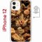 Чехол-накладка iPhone 12/12 Pro Kruche Magnet Print Котик с рыбками