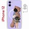 Чехол-накладка iPhone 12/12 Pro Kruche Magnet Print Девочка с мишкой