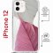 Чехол-накладка iPhone 12/12 Pro Kruche Magrope Print Pink and white