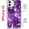 Чехол-накладка iPhone 12/12 Pro Kruche Magrope Print Purple leaves