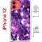 Чехол-накладка iPhone 12/12 Pro Kruche Magrope Print Purple leaves
