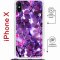 Чехол-накладка iPhone  X/XS Kruche Magrope Print Purple leaves