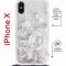 Чехол-накладка iPhone X Kruche Magrope Print White roses