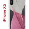 Чехол-накладка iPhone X/XS Kruche Print Pink and white