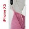 Чехол-накладка iPhone X/XS Kruche Print Pink and white