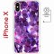 Чехол-накладка iPhone X/XS Kruche Magnet Print Purple leaves