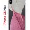Чехол-накладка iPhone XS Max Kruche Print Pink and white