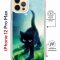 Чехол-накладка iPhone 12 Pro Max Kruche Magrope Print Черный кот