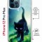Чехол-накладка iPhone 12 Pro Max Kruche Magrope Print Черный кот