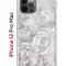 Чехол-накладка iPhone 12 Pro Max Kruche Print White roses