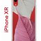 Чехол-накладка iPhone XR Kruche Print Pink and white