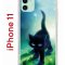 Чехол-накладка iPhone 11 Kruche Print Черный кот