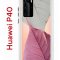 Чехол-накладка Huawei P40 Kruche Print Pink and white