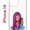 Чехол-накладка Apple iPhone 14  (625957) Kruche PRINT Pink Hair