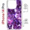 Чехол-накладка iPhone 14 Pro Kruche Magrope Print Purple leaves