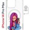 Чехол-накладка Apple iPhone 14 Pro Max (625966) Kruche PRINT Pink Hair