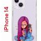 Чехол-накладка Apple iPhone 14  (625957) Kruche PRINT Pink Hair